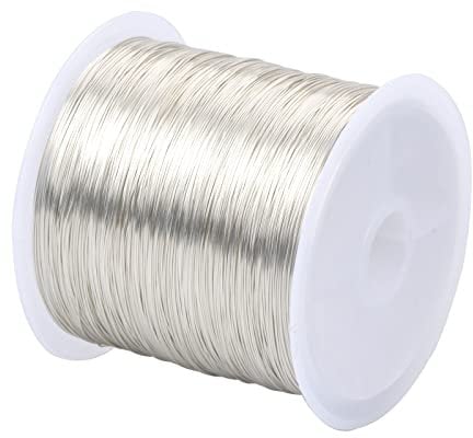 Yasmous 100m x 0.3mm Copper Jewelry Wire Craft for Jewellery Making Tarnish Resistant Beading Roll Metal DIY Necklace Bracelet Earring Crafting Supplies, Silver Electroplated