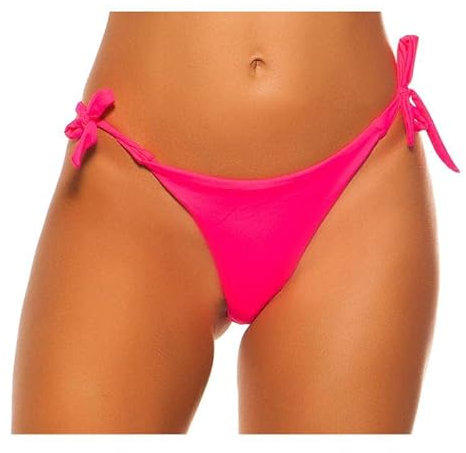 Koucla Costume da bagno da donna brasiliano, nero/rosso, rosa fluo, L