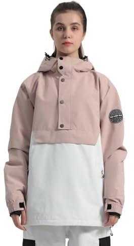 GSOU SNOW Damen Skijacke und Hose Wasserdichter Schneeanzug Snowboarden Schneemantel Isoliert Warm Winter Leuchtend, rosa / weiß, L