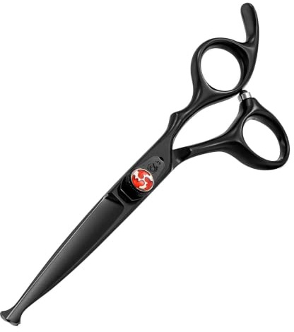wishbeauty Hairdressing Scissors Kids Safety Round Tips and Curved Hair Scissors Children Haircut Scissors Hair Trimming Scissors Professional Salon Barber Scissors for Baby (Black 6.5 Scissors)