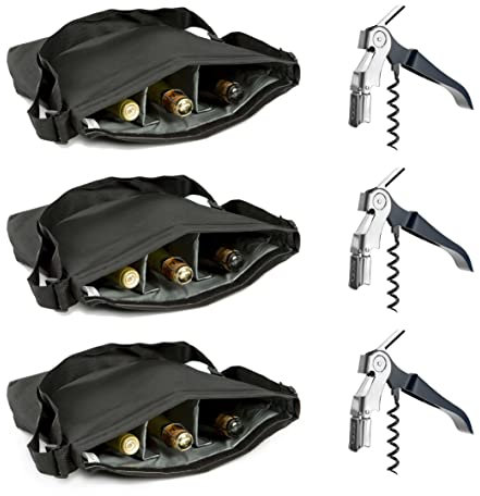 Koala Spain Bolsa Isotérmica 3 Botellas Vino (3 Unidades) y Sacacorchos Dos Tiempos (3 Unidades)