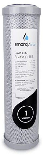 smardy blue CTO-10“ Aktivkohleblock Filterpatrone 1μm Carbon Block Ersatzfilter 10 Zoll Kartusche für Umkehrosmose Wasserfilter Auftischfilter