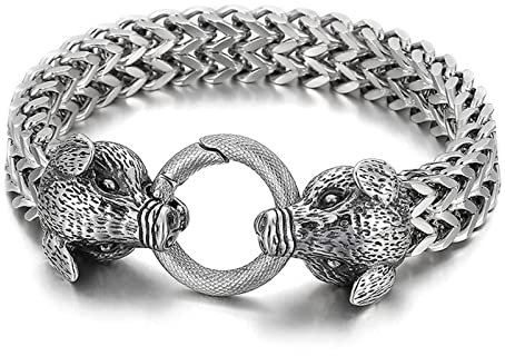 Herren Silber Armband, Armband Herren Zodiac Pig Double Weave Armband Männer Edelstahl Schmuck Herren Geschenke für Männer