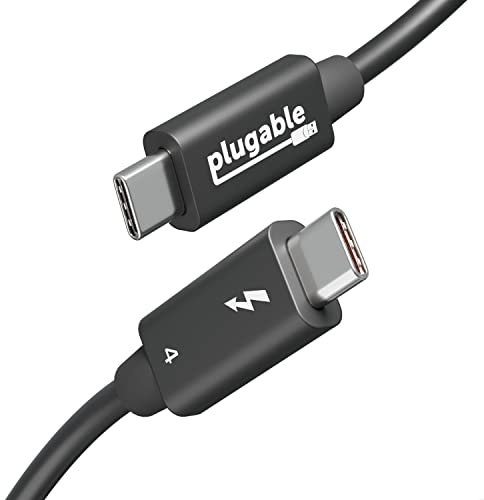Plugable Thunderbolt 4-Kabel mit 240 W Aufladung, Thunderbolt zertifiziert, 1 m, 1 x 8K-Display, 40 Gbit/s, kompatibel mit USB4, Thunderbolt 3, USB-C