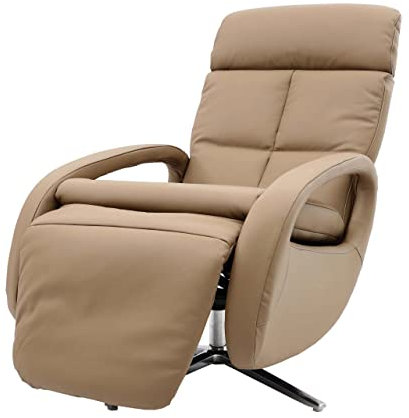 Mendler Relaxsessel HWC-L11, Design Fernsehsessel TV-Sessel Liegesessel, Liegefunktion drehbar, Voll-Leder - Taupe
