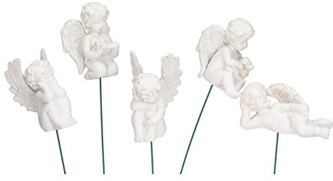 FOLOSAFENAR Amor Figur am Stab , 5 teilige Miniatur Engel Figur , weit verbreitet in verschiedenen Posen für den Garten
