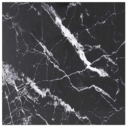 Keketa Tischplatte Ersatztischplatte Marmorplatte Glasplatte Schreibtischplatte Tischplatte Ersatztei für Esstisch Couchtisch Gartentisch Schwarz 50x50 cm 6 mmMarmordesign