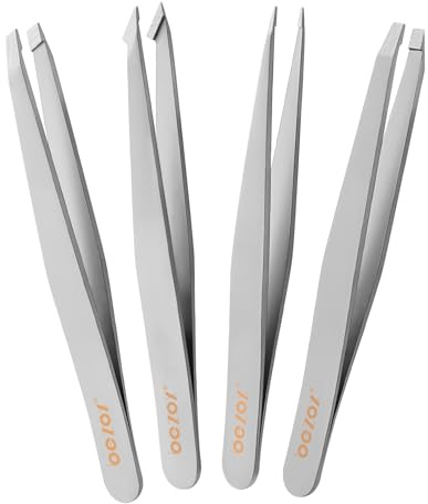 Pinzetten Set 4 St - Edelstahl Pinzette Perfekte Präzision zum Augenbrauenzupfen Gesichtshaarentfernung Hochwertige Pinzette für eingewachsene Haare, Gesichtshaare, Splitter, Mitesser