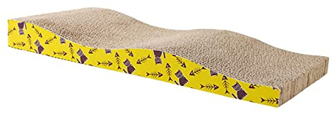 PETSOLA Griffoir en Carton pour Chat, Nid D'entraînement, Jouet de Griffoir pour Protéger Les Meubles, Griffoir pour Chat, Vague 44.5x21x44cm