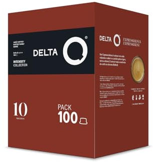 Delta Q Qalidus – 100 Cápsulas de Café Compatibles con Cafeteras Delta Q – Espresso Intenso (Intensidad 10) con Notas de Caramelo