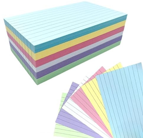 Record Cards Paper 300Pcs Revision Cards 12.7 * 7.6cm Lined Index Crads Assorted Colours for Office Working School Learning