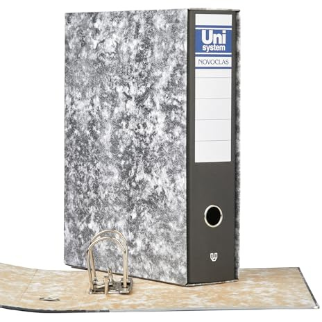 Unipapel Ordner mit Hebel und Box, Folio-Größe, 65 mm, vernickelt, Öffnung an der Vorderseite, lange Kantenschale, 35 x 29 x 7,5 cm, gefütterter Karton, meliert, Unisex-Novoclas, FSC-zertifiziert