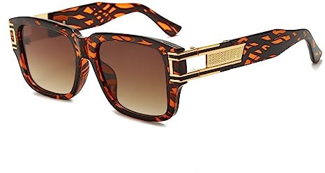 Long Keeper Retro Sonnenbrille Eckig für Herren Damen Klassisch Sonnenbrille Quadratisch Vintage Brille Goldener Rahmen mit UV400 Schutz, 53MM