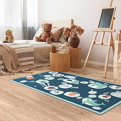 Bilderwelten Kinderteppich Antarktis - Eisbär Rudi möchte Fisch Rutschfester Spielteppich Kinderzimmer Teppich 40x80 cm