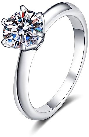 Skcess Ring 925, Runden Ringe Frauen Weiß Moissanite Ring 1.5ct Trauring Ehering Verlobung Hochzeit Geschenk Größe 60 (19.1)