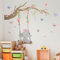 Tanlaby Cartoon Elefantenschaukel Wandtattoo Zweig Rosa Blume Wandsticker Elefant Tier Wandaufkleber Selbstklebende Abnehmbare Wandaufkleber für Kinder Schlafzimmer Spielzimmer Wanddekoration