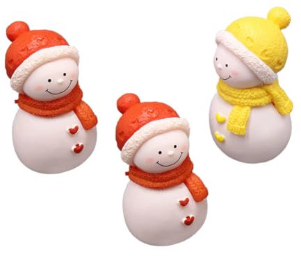 Yardenfun 3st Schneemann Mit Hut Weihnachtsaccessoires Zubehör Aquarium Weihnachtsdeko Mini-weihnachtsstatue Weihnachtspuppenhausschmuck Weihnachts-Mini-Ornament Schreibtisch Ornamente PVC