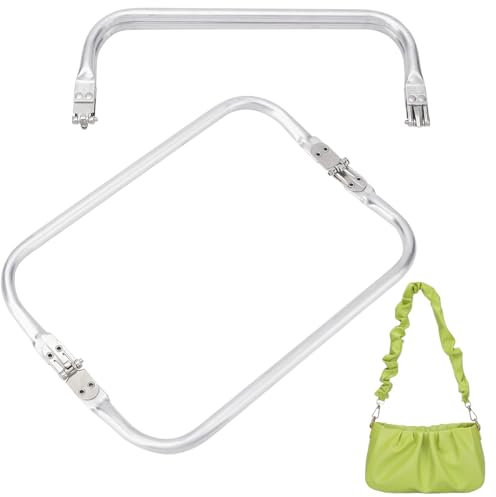 INGJIA 2 Pcs Taschenrahmen Verschluesse Handwerkliche Rahmenersatz Taschen Aluminium Taschenbügel Rechteck Rahmen zum Basteln Durchmesser 20cm