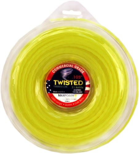 MAXPOWER 338815 Filo decespugliatore in copolimero 2.7mm 50 Metri Quadrato Ritorto, Giallo Neon