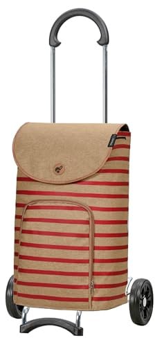 ANDERSEN Einkaufstrolley - Scala Shopper Eske rot | mit Flüsterrädern, klappbar, aus Stahl, bis 40 kg - Tasche mit Kordelzug, Fronttasche, Reflektoren, 47 L
