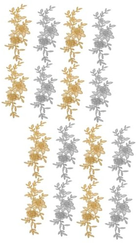 STOBOK 16stücke Teiliges Selbstklebende Blumenstickerei Applikationen Für -bastelprojekte Für Kleidung Kissen Vorhänge Und Tischdecken Goldene Silberne Patches