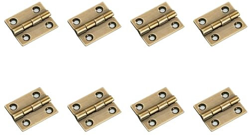 Leliafleury 8Pcs Folding Door Hinges 25mm(1 inch) Brass Hinges for Window Cabinets Closet Drawer Boxes, Bronze
