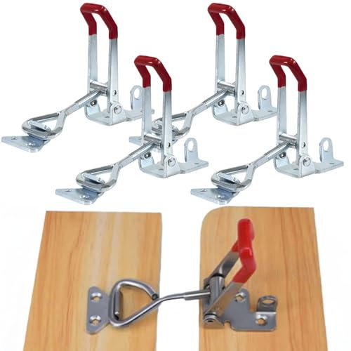 Morsetti a Ginocchiera Toggle Verticale,4pezzi,s Utensili Manuali Orizzontali,Clamp Morsetti a Mano Metallo,Attrezzo a Levetta,Chiusura a Leva Regolabile,Ganci Chiusura Regolabile a Leva