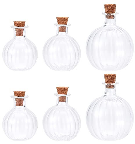 DELORIGIN 6 Stück Mini Glasflaschen Runde Glaskugelflaschen Mit Korken Kleine Wishing Flaschen Transparente Kleine Wunschgläser Für Hochzeit Geburtstag Party Requisiten Dekoration Strandsand