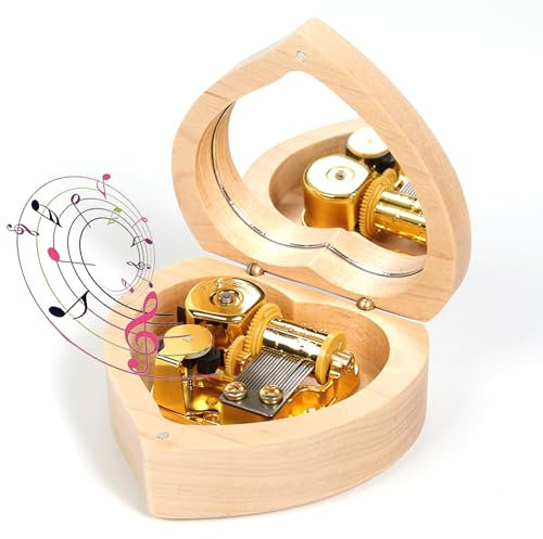 Bohemian Rhapsody – Herzförmige Ahorn-Spieluhr, 18 Noten, Mini-Musikboxen, Geschenke für Kinder, Mädchen, Frauen