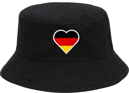 Deutschland Hut EM Fußball 2024 Herren Damen Anglerhut Fischerhut Bucket Hat Europameisterschaft Germany Fanartikel DE Public Viewing EM Deko Kappe Mütze Männer Frauen Fussball Herzschlag