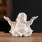 Houlu Kleine weiße lachende Buddha-Statue für Heimdekoration, Keramik, Happy Buddha-Statue für den Innenbereich, für Glück