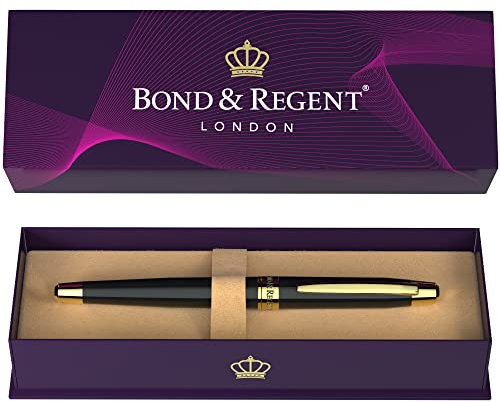 Bond & Regent 24 Karat Gold Luxury Rollerball Pen - Fancy Executive Professional Writing Gift Set for Men & Women, Nice Pens, Gloss Black