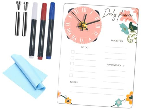 Cabilock Schreibtisch-whiteboard mit Uhr Stehend Whiteboard Memoboard Büro-planungskalender