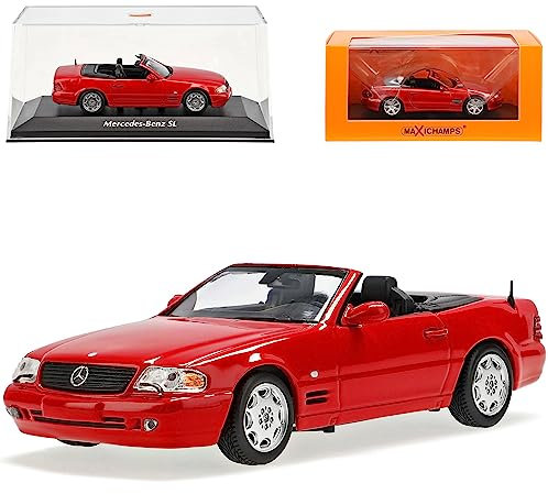 alles-meine.de GmbH Mercedes-B. SL-Klasse R129 Cabrio Rot 1989-2001 1/43 Minichamps Maxichamps Modell Auto mit individiuellem Wunschkennzeichen