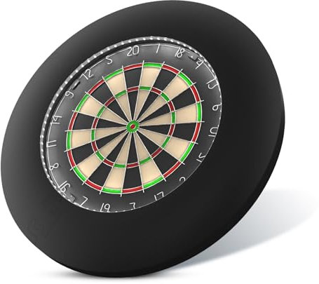 Dart Board Surround Ring With Built in LED Dart Board Lighting System (UK Plug) | Impenetrable Black Foam Wall Protector to Fit All Dart Boards | Darts Accessory by Wild Dog™ | UK Brand