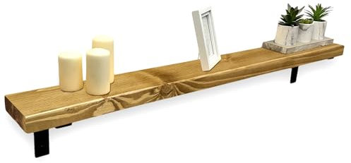 MKGT Handmade Solid Wood Radiator Shelf with Brackets | Rustic Slim Wall Shelf for Hallway Storage (Dark Oak, 60 cm)