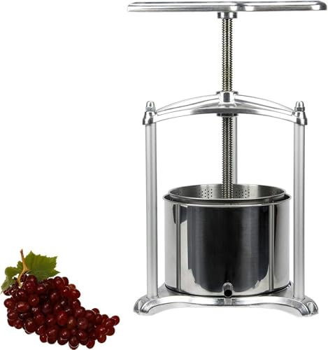 DFGHNBVC Obstpresse, 6 l Weinpresse aus Edelstahl, Schneckenpresse, Ölpresse, geeignet für die Herstellung von Wein, Honig, Saft und Pfefferöl,