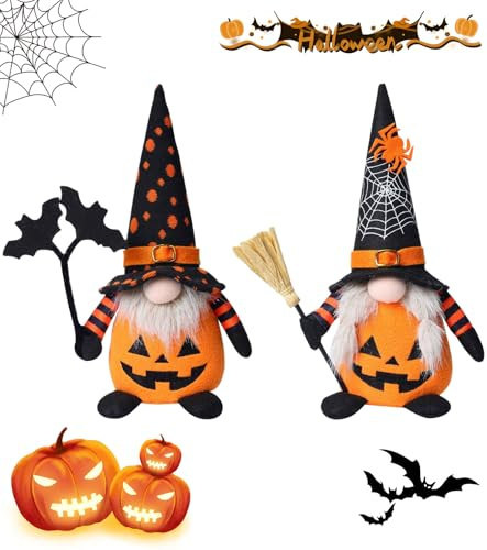 2 Stück Halloween Deko Wichtel,Plüschtier Halloween Zwerg Plüsch Deko,Gesichtslose alte Mann Zwerg Rudolph Puppe Haus Ornamente für Halloween Dekorationen,Festliche Geschenke Plüschpuppen Dekoration