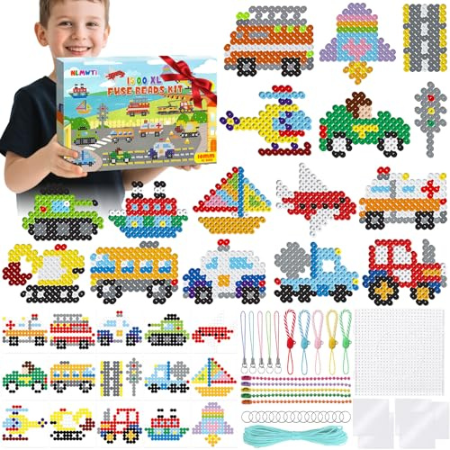 1500x Bügelperlen Groß 10mm [19 Tolle Farben] - XL Große Bügelperlen Maxi Steckperlen Set - Große Stiftplatten für Kinder ab 3 Jahren - Extra Leicht zu Greifen