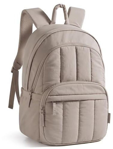 BAGSMAT Womens Backpack Travel Laptop Backpack for Women, Quilted College Laptop Bookbag, Work Back Pack for Women, Cute Computer Water-Resistant Casual Daypack, Puffer