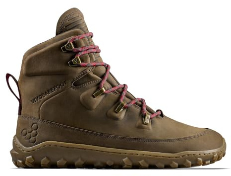 VIVOBAREFOOT Tracker Leather AT Mens Barefoot Hiking Boots | Waterproof, Lightweight & Puncture Resistant | All Weather & Terrains | Wide Fit Grounding Shoes | Bracken