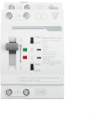 Automatischer Dual Power Umschalter Für Ats 2p 63a 220v Für Generator Mit Flammschutzgehäuse Zuverlässige Stromversorgung Bei Ausfall Weiß(A)