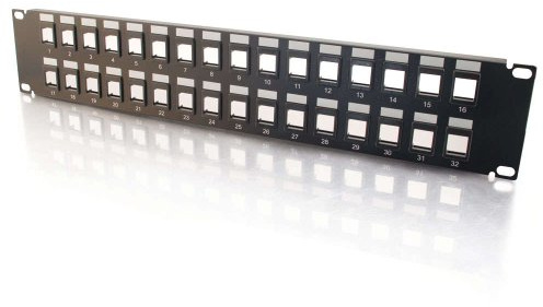 C2G 03860 32-Port Blank Keystone/Multimedia Patch Panel, Black