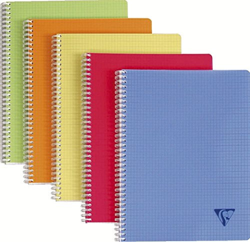 Clairefontaine 328315C - Un cahier à spirale Linicolor 100 pages 24x32 cm 90g grands carreaux, Couverture polypro couleur aléatoire