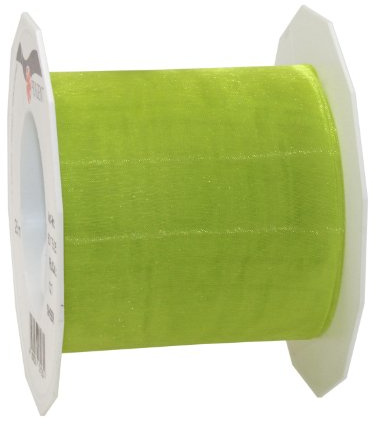 PRÄSENT C.E. Pattberg Sheer Organzaband Limette (grün), 25 m Geschenkband zum Einpacken von Geschenken, 72 mm Breite, Zubehör zum Dekorieren & Basteln, Dekoband