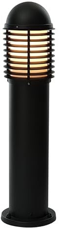 Louvre 1 Light Bollard in Matte Black Bulb: 60W E27 GLS, Finish: Matte Black