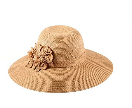 Miuno® Damen Sonnenhut Partyhut Stroh Hut Blume H51042 (Khaki)