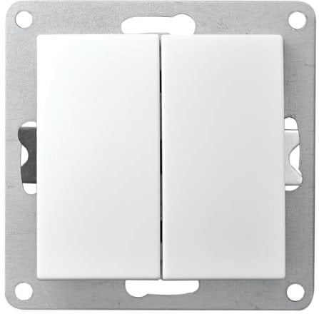 McPower Serien-Schalter | Flair | 2-fach, 250V~/10A, UP, Doppelschalter, zeitgemäßes Design, universell einsetzbar, weiß