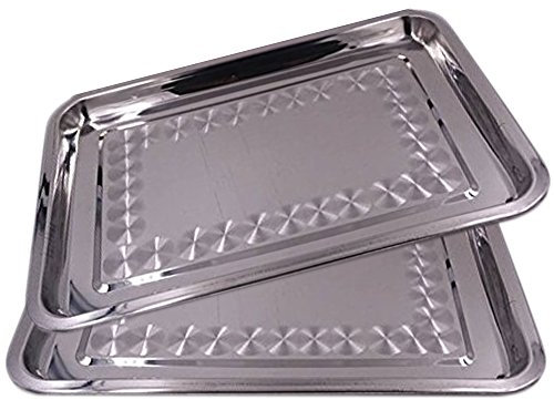 Space Home - Bandeja para Servir Rectangular Llana - Acero Inoxidable - Set de 2-36 x 27