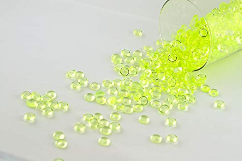 Creativery ca.100g Beutel Tautropfen ca. Ø 7 mm Raindrops Kristalltau Deko Streudeko Granulat Dekogranulat transparent (maigrün 550 / lindgrün/hellgrün)